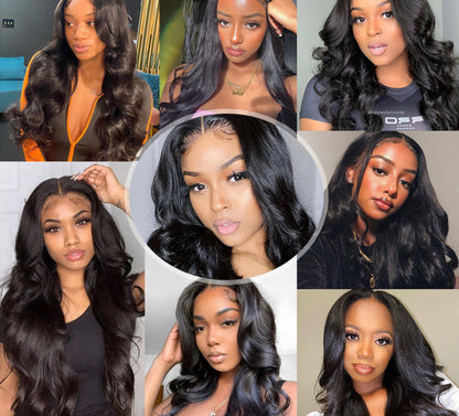 (Jlxr)100% Human Hair Wigs Body Wave 4x4 Front Lace Wig with Free Shipping