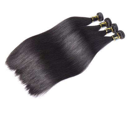 (Jlxr)Straight Hair 3 Bundles With Closure Virgin Human Hair 4*4 Swiss Lace Brazilian Hair