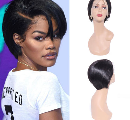 (Jlxr)Straight Short Cut Lace Wig 130% 13x4 Front Lace Brazilian Human Hair Wigs