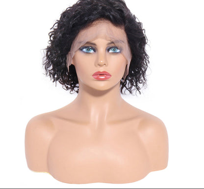 (Jlxr) Pixie Cut Lace Wig Preplucked Short Human Hair Wigs Curly 13x4 Lace Glueless Wigs