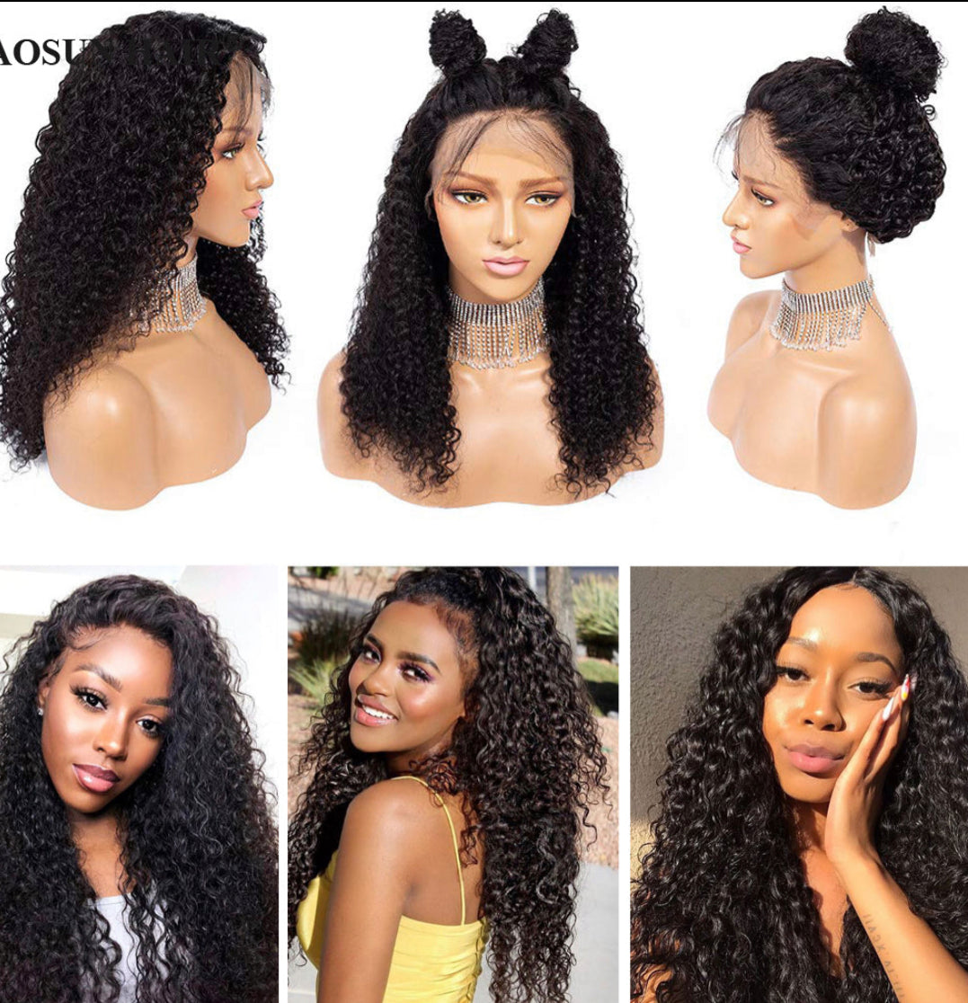 (Jlxr)150% 13x6 Lace Wig Kinky Curly Virgin Human Hair Wigs Pre Plucked with Baby Hair