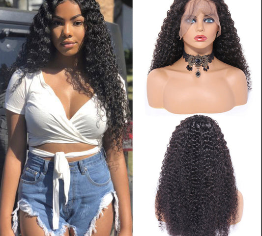 (Jlxr)Wigs For Black Women Remy Human Hair Kinky Curly 13x4 Front Lace Wig 150% Pre Plucked with Baby Hair