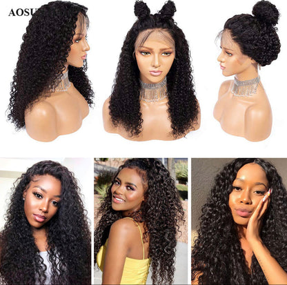 (Jlxr)150% 13x6 Lace Wig Kinky Curly Virgin Human Hair Wigs Pre Plucked with Baby Hair