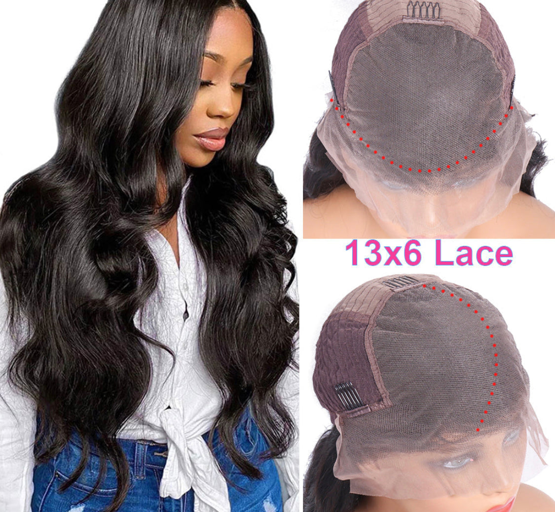 (Jlxr)180% Density 13x6 Lace Front Wig Brazilian Body Wave Human Hair Lace Wigs