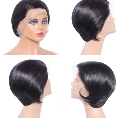 (Jlxr)Straight Short Cut Lace Wig 130% 13x4 Front Lace Brazilian Human Hair Wigs