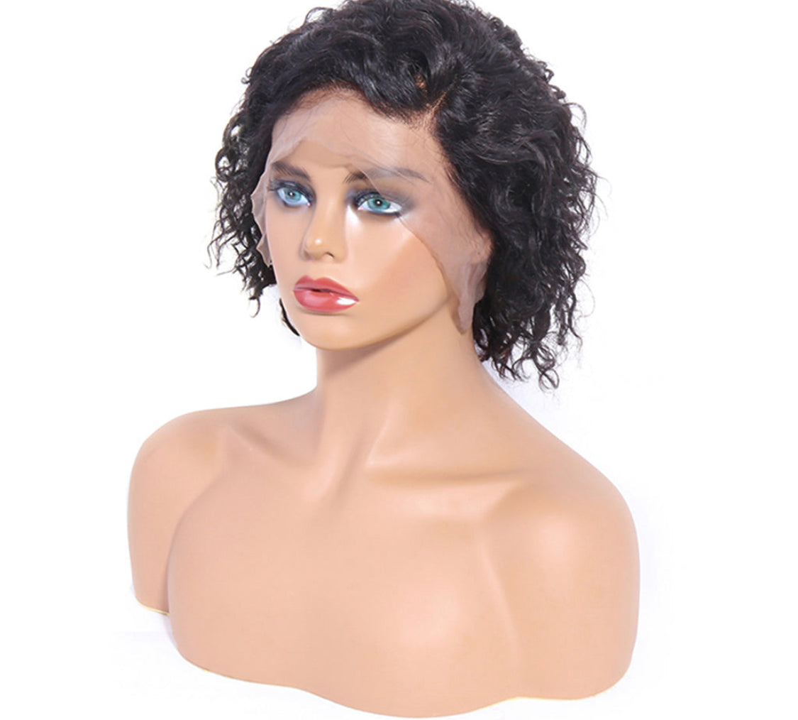 (Jlxr) Pixie Cut Lace Wig Preplucked Short Human Hair Wigs Curly 13x4 Lace Glueless Wigs