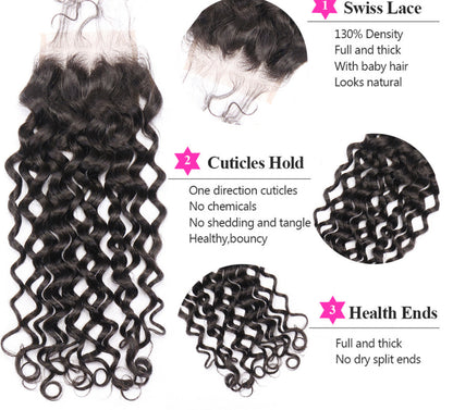 (Jlxr) Italian Curly Human Hair Bundles with Closure Brazilian Virgin Hair Free Shipping