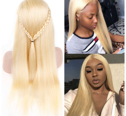 (Jlxr)Blonde 613 Front Lace Wig Human Hair Wigs For Women Straight 13x4 Lace Frontal Wig