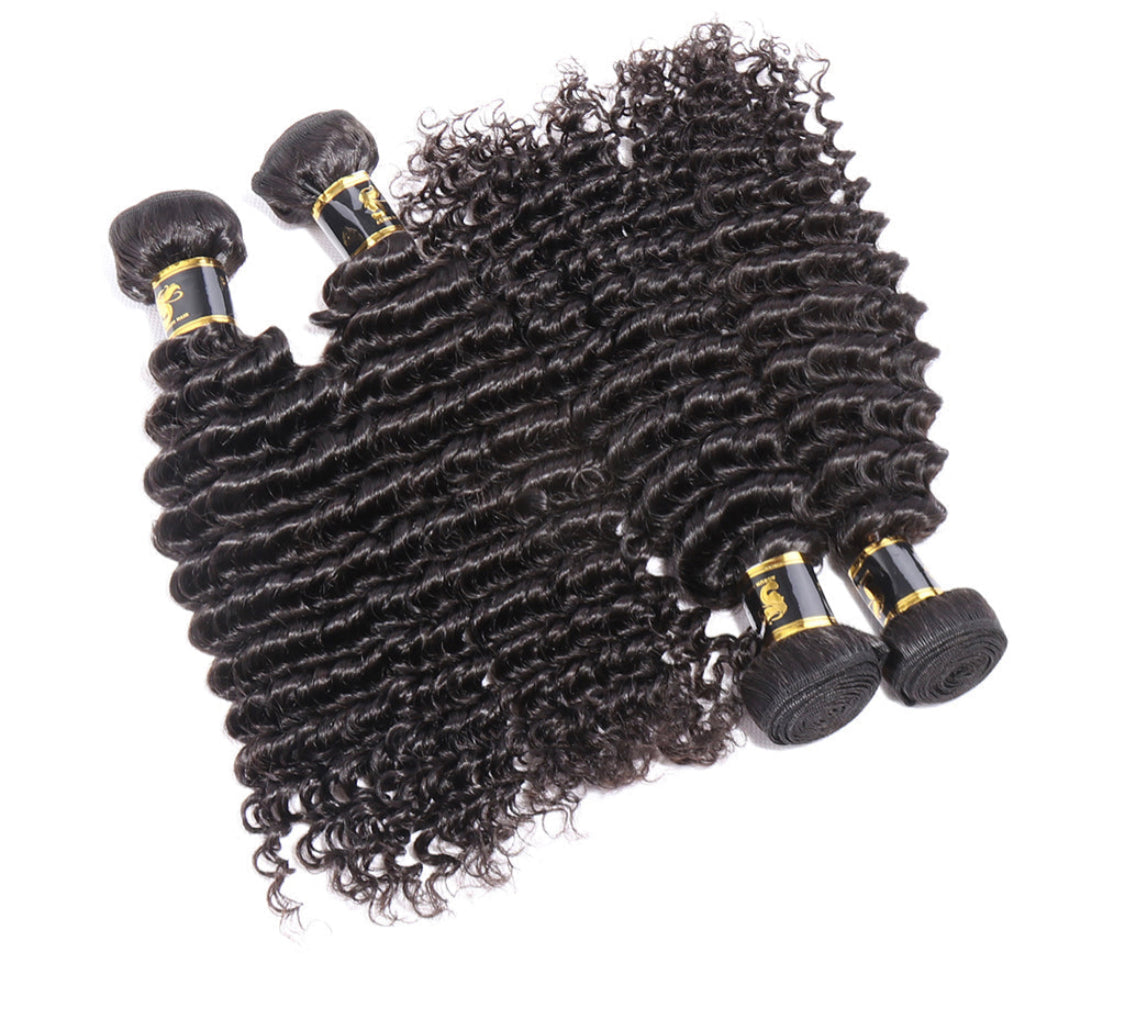 (Jlxr)3 Bundles Deep Wave Virgin Hair 100% Unprocessed Human Hair Weave Free Shipping