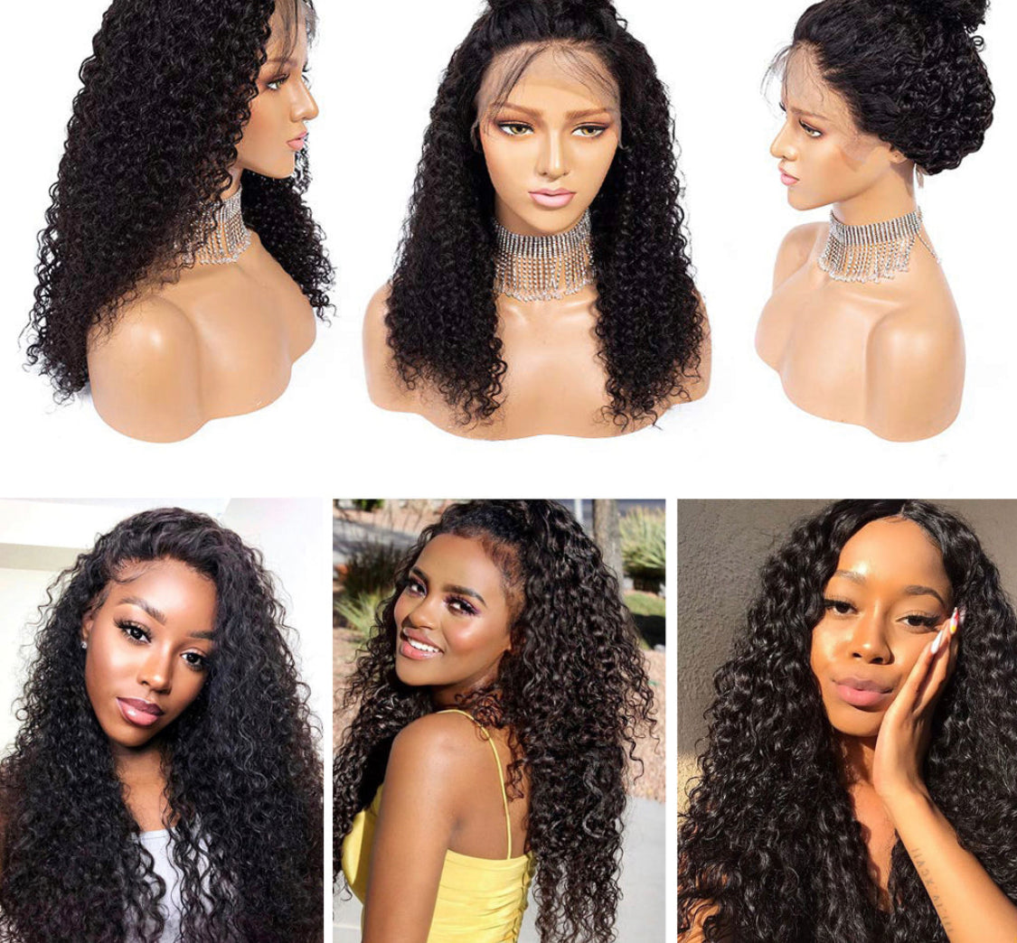 (Jlxr)Wigs For Black Women Remy Human Hair Kinky Curly 13x4 Front Lace Wig 150% Pre Plucked with Baby Hair