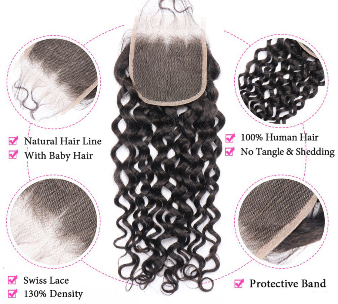 (Jlxr) Italian Curly Human Hair Bundles with Closure Brazilian Virgin Hair Free Shipping