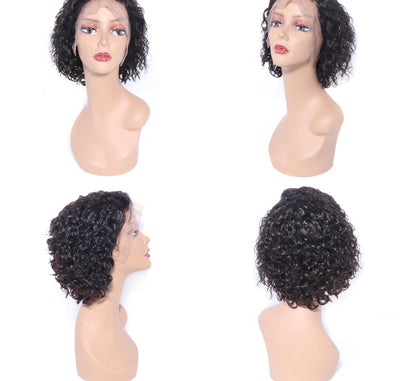 (Jlxr) Pixie Cut Lace Wig Preplucked Short Human Hair Wigs Curly 13x4 Lace Glueless Wigs