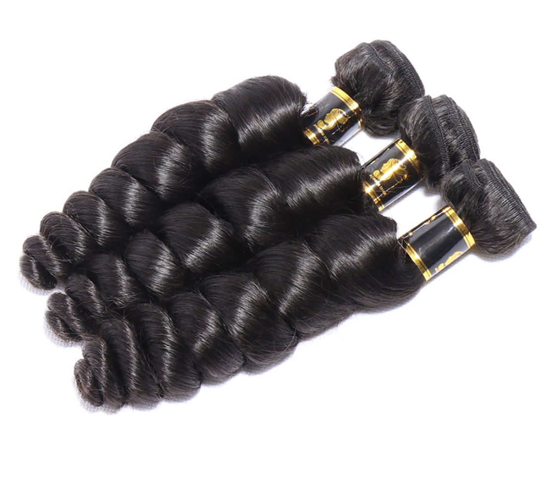 (Jlxr) Brazilian Hair Loose Wave Bundles with Closure 100% Natural with Free Shipping