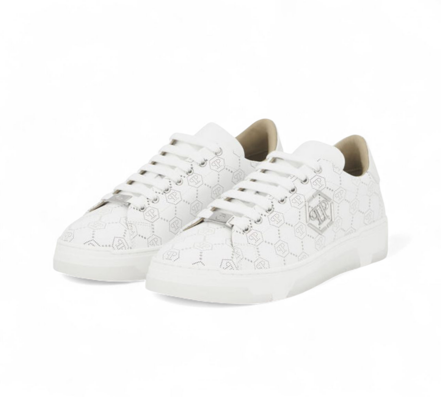 Philipp Plein -Low-Top Leather Skeakers Matte Monogram